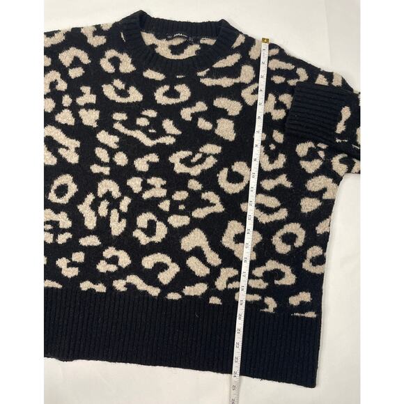 Zara Leopard Print Sweater Beige‎ & Black Oversized Boxy Fit Pullover Size Small - Picture 11 of 11